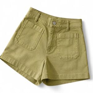 LC Lauren Conrad Olive Green Utility Shorts High Rise Safari Cuffed Chino Size 2